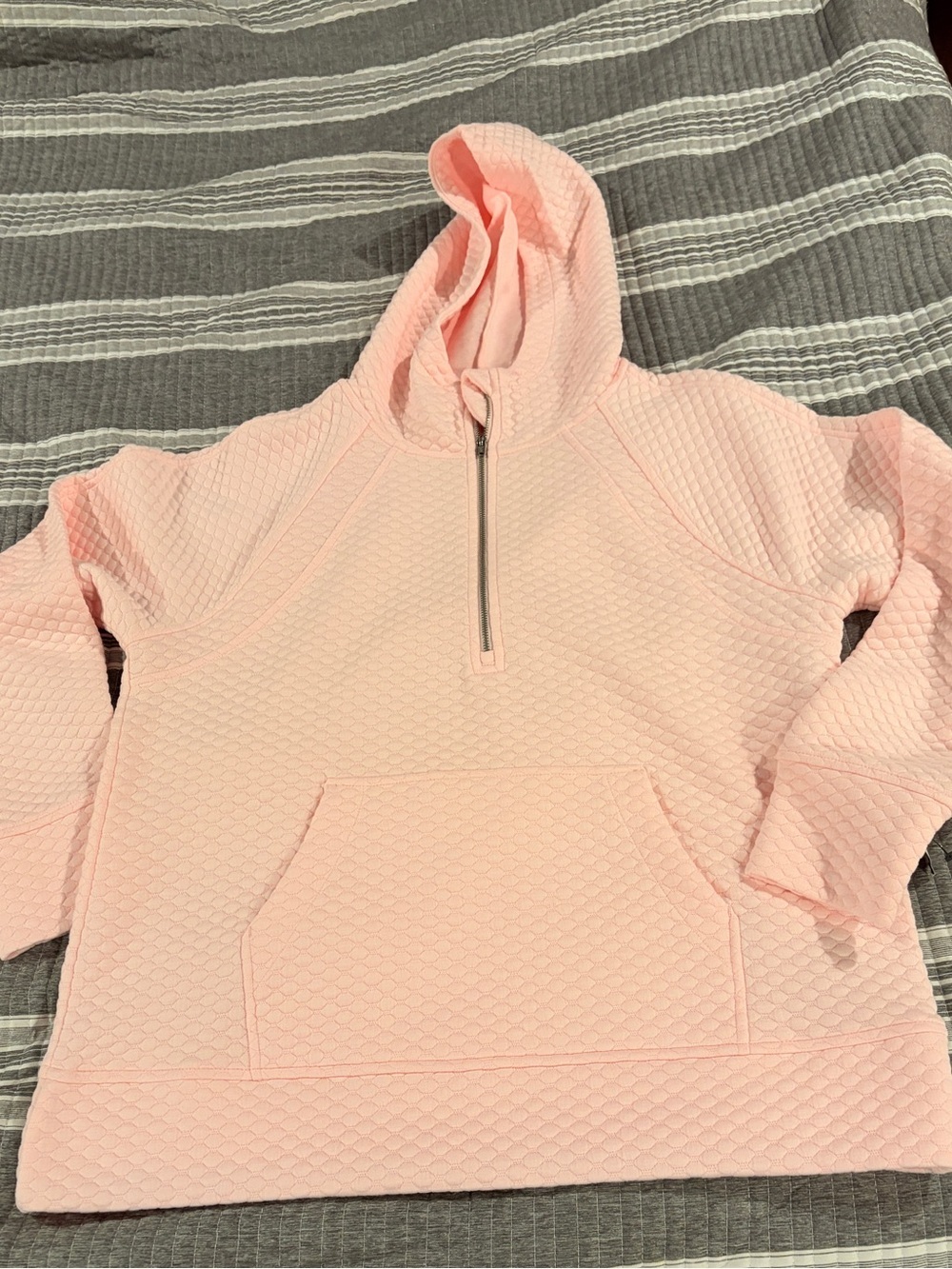 NWT Ideology Women’s Large Light Pink Quilted Half-Zip Hoodie